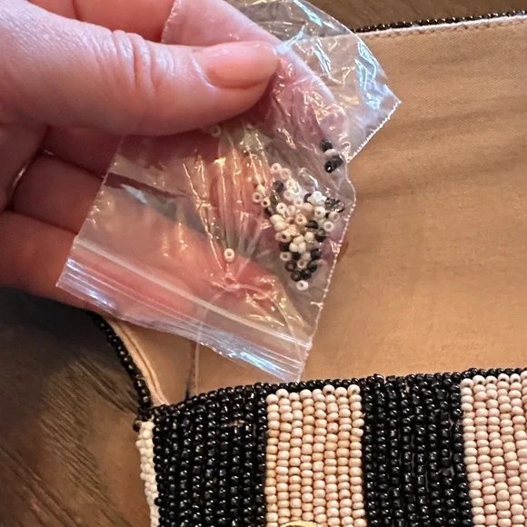Anthropologie Fiona beaded bag- Neutral Stripe - Picture 8 of 12
